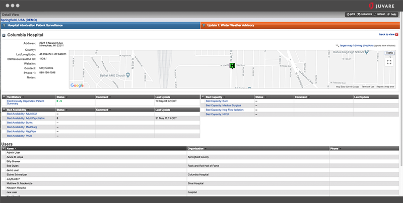 emergency resource management location map screenshot