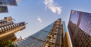 large skyscrapers from below