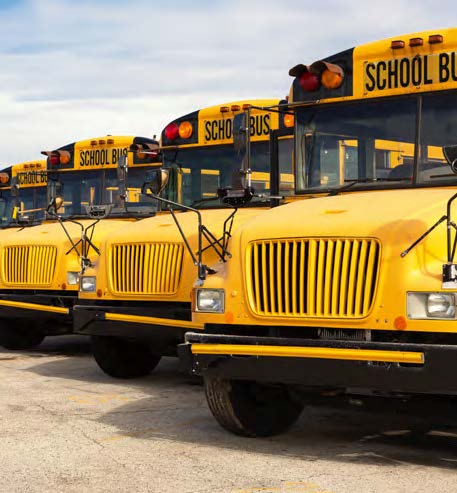 row of school buses