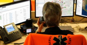 emergency manager using webeoc at an emergency operations center