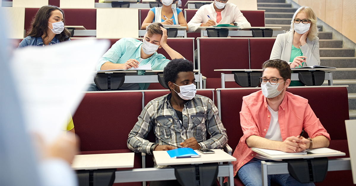 students in masks in a classroom
