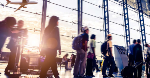 people walking through airport