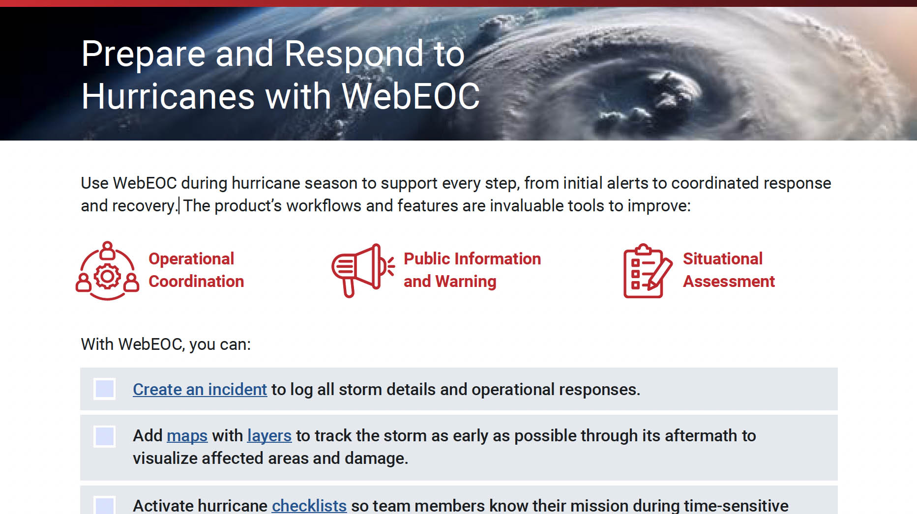 WebEOC Hurricane Checklist