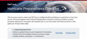 EMTrack Hurricane Checklist