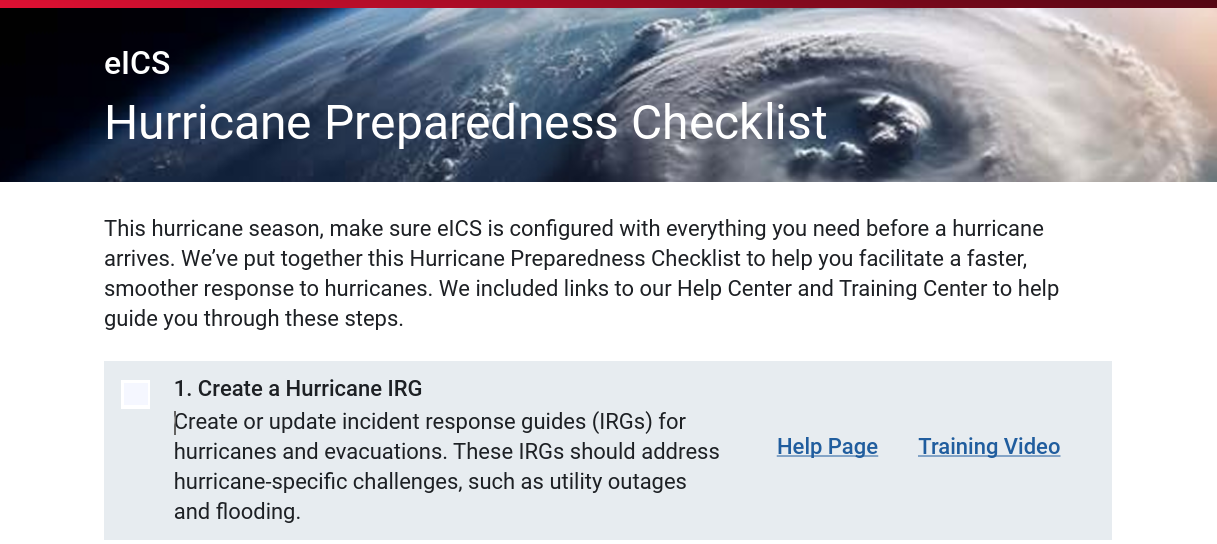 eICS Hurricane Checklist