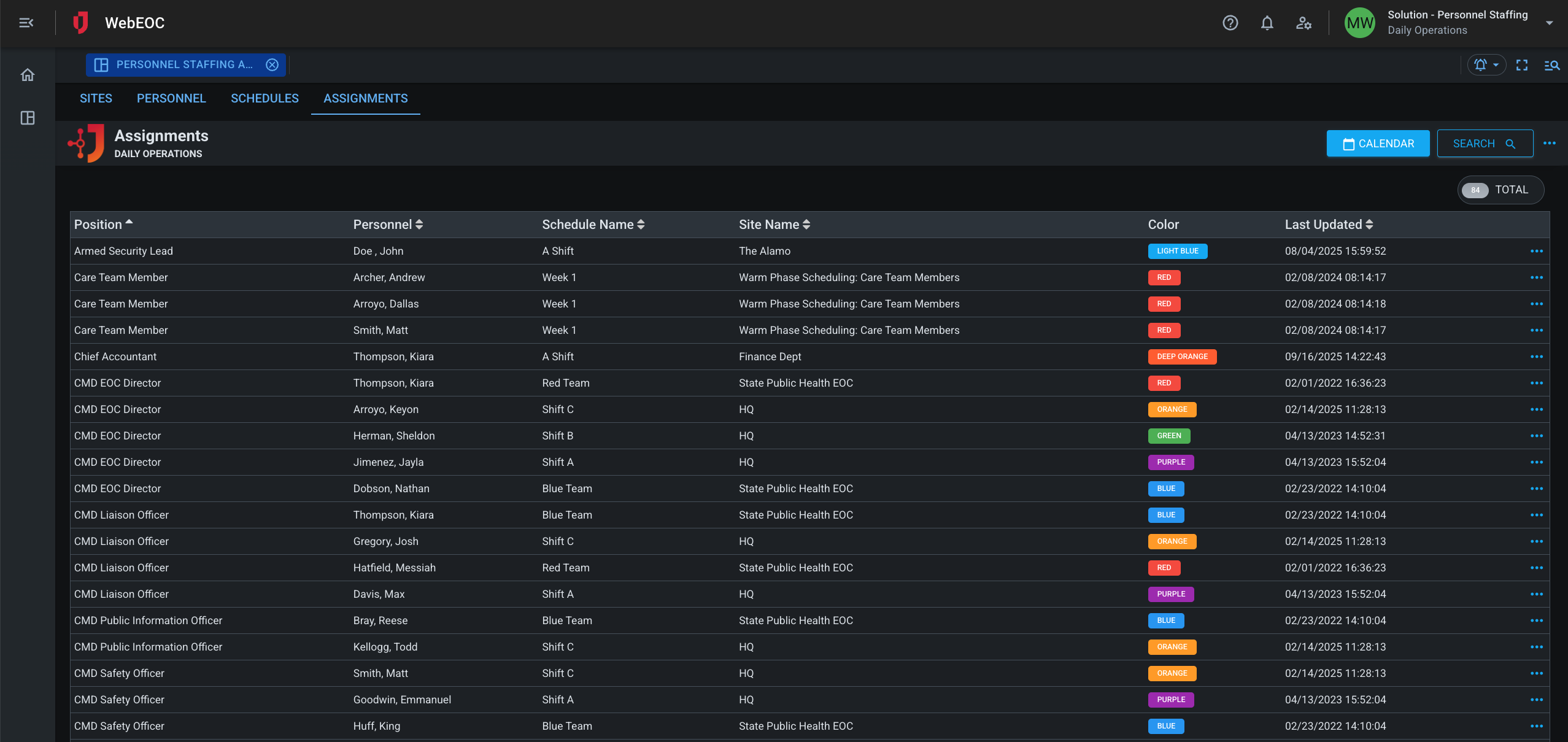 Personnel Staffing - Assignments Dark Mode 2
