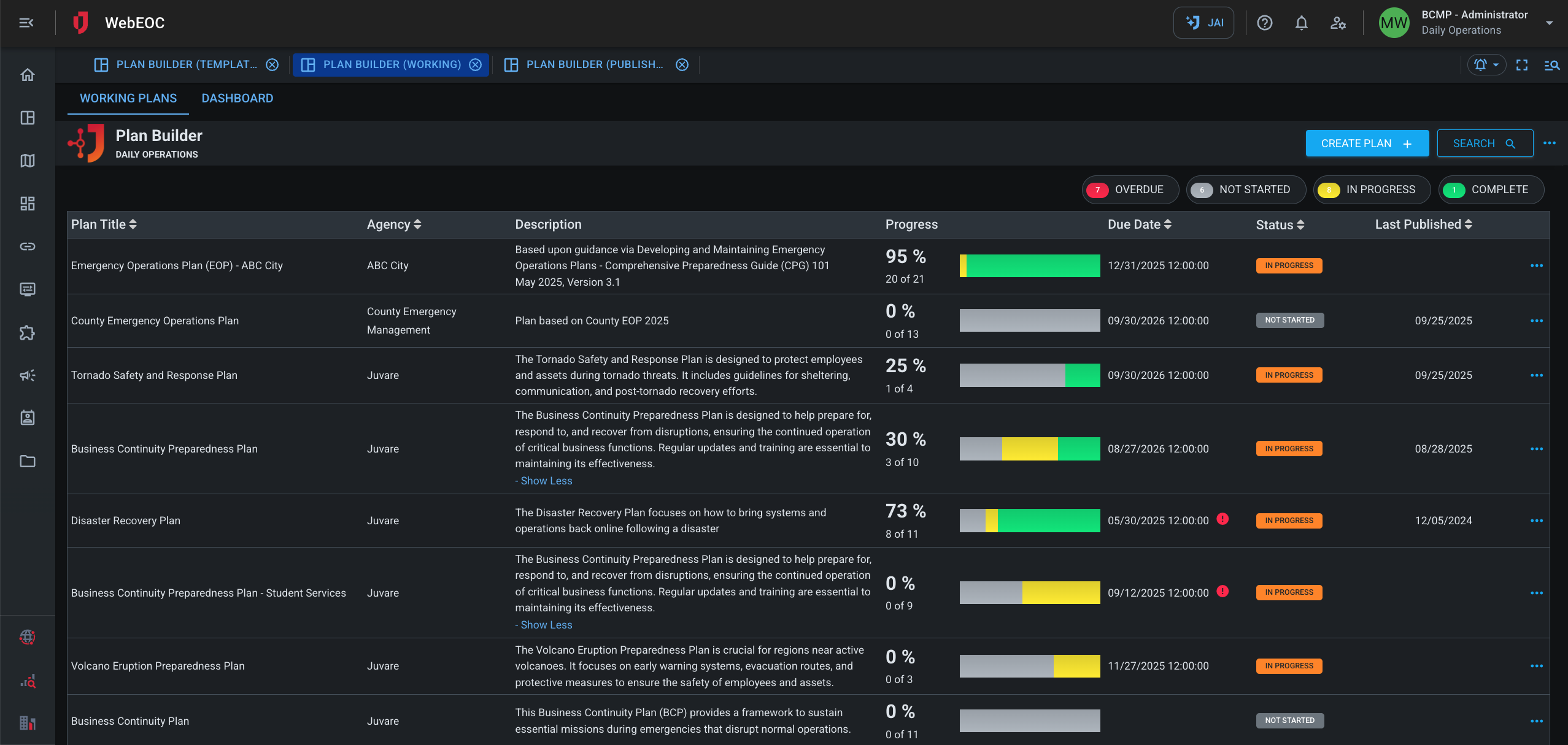Plan Builder - Dark Mode Working Plans 2