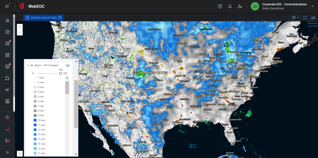 Screenshot of weather map. 